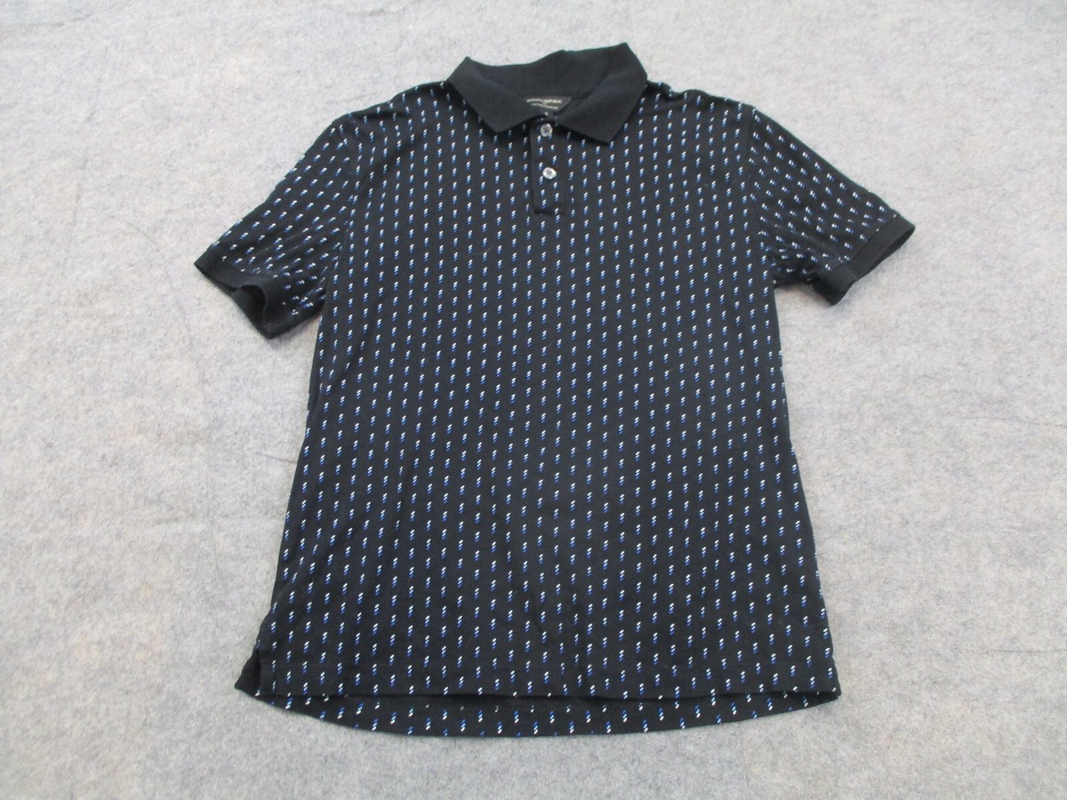 Banana Republic Polo Shirt Mens Small Black Polka Dot Luxe Touch