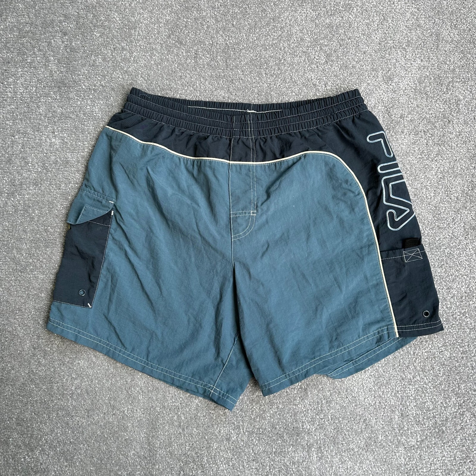 FILA pantaloncini retrò uomo costume da bagno small travel pantaloncini logo boxer 26717 verde