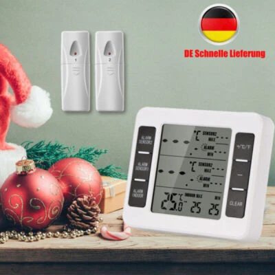 MARKENLOS Wetterstation Funk mit 2 Außensensor Digital Thermometer Innen Außen