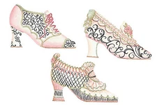 Antique Pink Vintage Shoes Boot Gold Trim 25 New Wallies Boots Stickers Decals