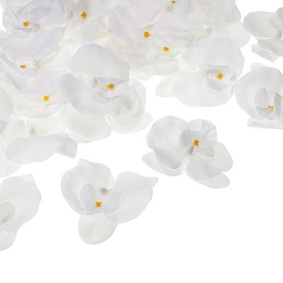 3.5'' Artificial Orchid Flower Heads, 40pcs for Floral Decoration, Pure White