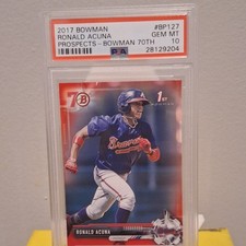 Bowman 2017 Bowman Prospects Ronald Acuna Jr Bowman 70th #BP127 PSA 10