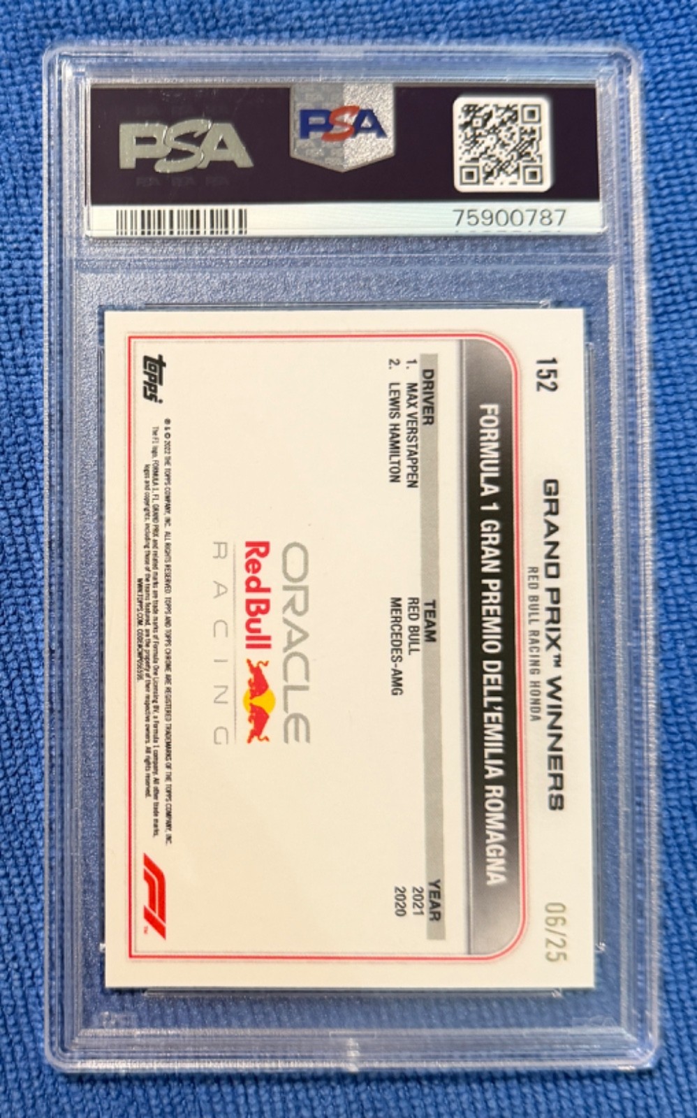 2022 Topps Chrome F1 Max Verstappen #152 Orange Refractor 06/25 PSA 9 view 2