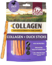 Wild Eats Real Duck Collagen Bully Sticks for Dogs 25 Pack 5 Inch