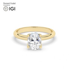 Oval Diamond Engagement Ring 18k Yellow Gold Labgrown 2 Ct Solitaire