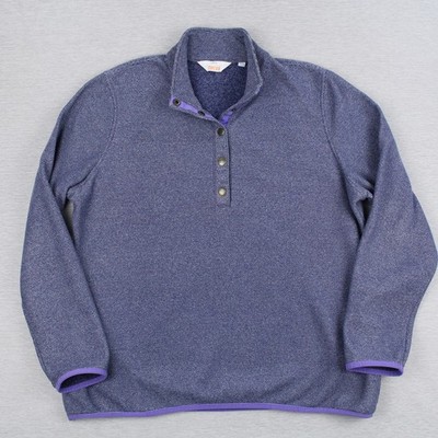 Orvis Sweatshirt Mens XL Blue Trout Bum Snap 1/2 Snap Polyester Long Sleeve