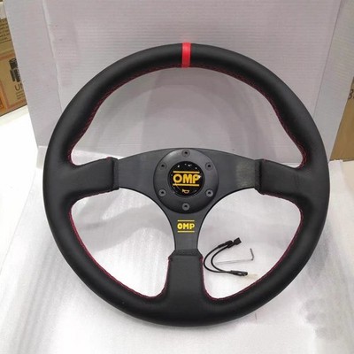 350mm 14'' OMP Yellow Ring Genuine Leather Racing Sport Steering Wheel