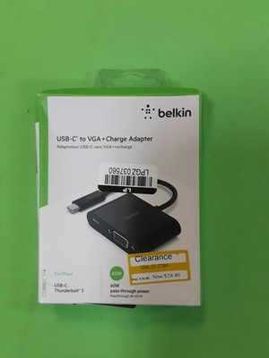 Belkin USB-C to VGA + Charge Adapter Thunderbolt 3 60W Pass Through Power 5 Pack