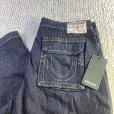 True Religion Womens Jeans Size 29 x 31 Carpenter Baggy Cargo Flap Dark Wash NWT