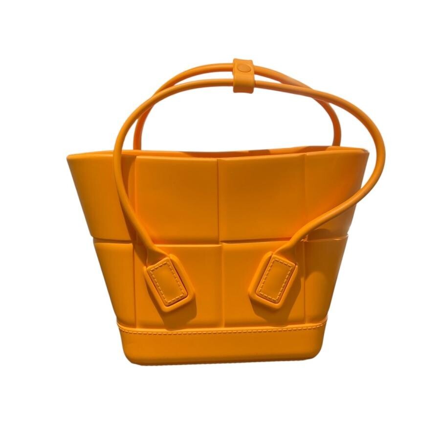 Borsa Bottega Veneta Arco Tote in pelle arancione con manico superiore...