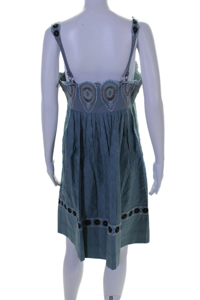Vestido recto BCBG Max Azria Runway para mujer algodón bordado azul talla M Foto 3 de 4