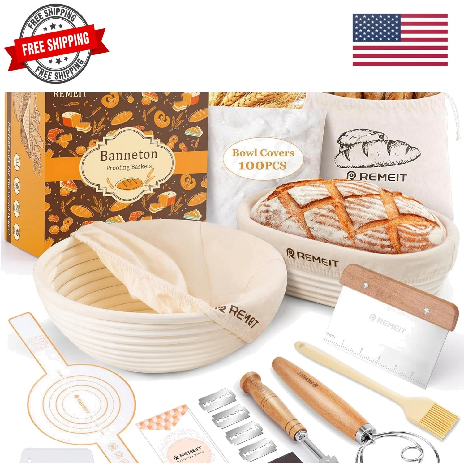 Banneton Bread Proofing Basket Sourdough Bread Baking Supplies, Sourdough Sta...