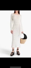 ZIMMERMANN White Knit Boat Neck Belted Long Sleeve Midi Dress Size S/M Sold Out