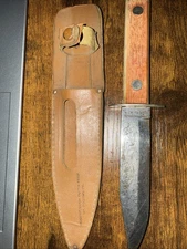 Prov. Cutlery Co. Prov. R.I USA Hunt Knife W/sheath See Thru Deer Fish Engraved