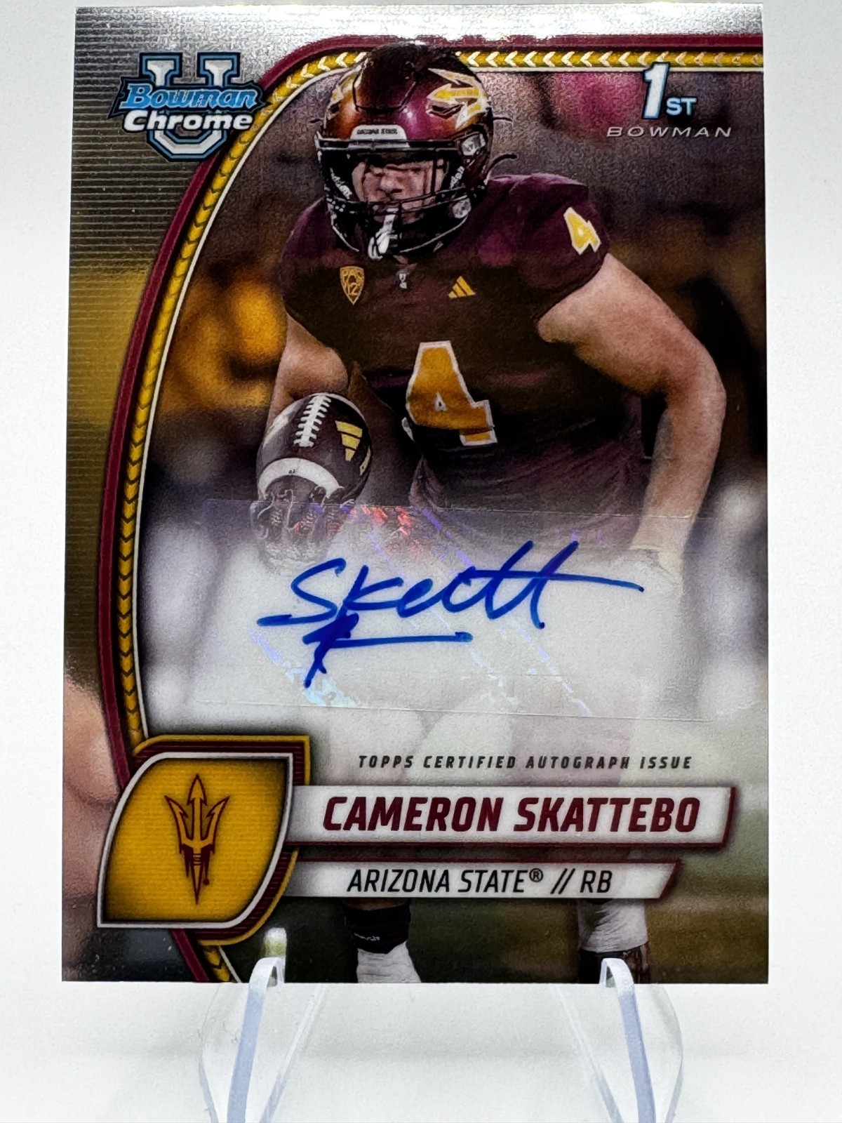 Cam Skattebo 2024 Bowman 1st Chrome University #PA-CSK Prospect Auto