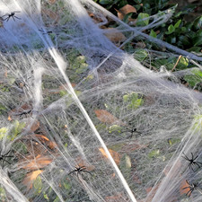 Halloween Spider Web Decorations 200 Sq Feet with 30 Plastic Spiders - Indoor an