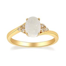 Gin and Grace Ayleen 10K Gelbgold Ovalschliff natürlicher afrikanischer Opal Ring 0,87tcw