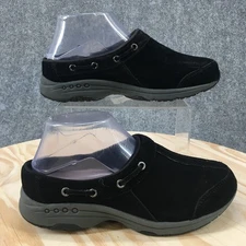 Easy Spirit Shoes Womens 7M Travelport26 Slip On Mule Sneakers Black Leather NEW