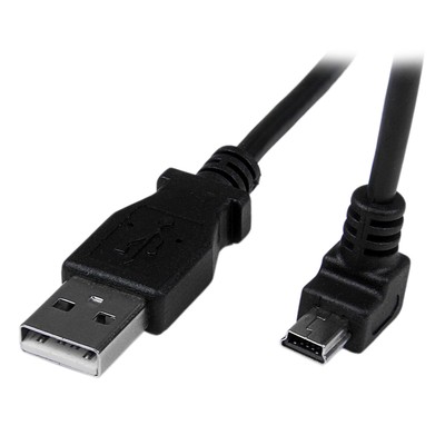StarTech.com Down Angle Mini USB Cable - 2m - Black - USB A to Mini USB B - USB 