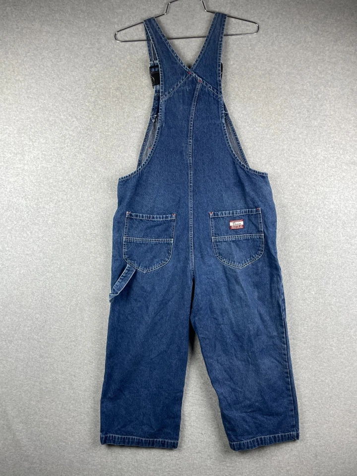 Vintage Route 66 Overall Shorts Womens 7 8 Blue Denim Bib Y2K Carpenter Shortall - Image 2 of 4
