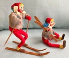 PAIR - Vintage Christmas ROLDAN / KLUMPE Style SKIER DOLLS (c. 1950-1970s) — photo 3