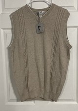 New With Tags Cypress Links Men  s Tan Golf Knit Sweater Vest Medium