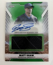 2025 Topps Pro Debut Chrome Auto Jumbo Relic Matt Shaw Green /99 Cubs Autograph