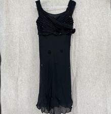 Vintage 90s Y2K Lapis 100% Silk Dress Large Black Fairy Whimsigoth Gothic Dark