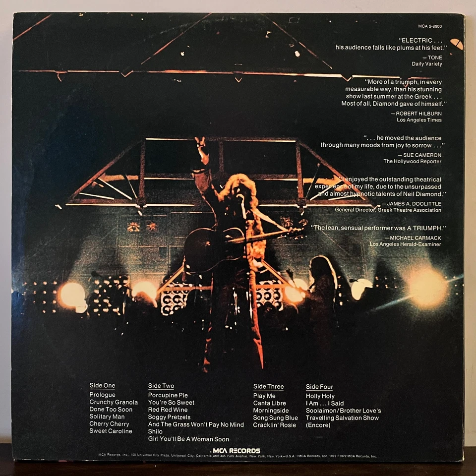 NEIL DIAMOND - Hot August Night (1972) - 12" Vinyl Record 2xLP - VG Foto 2 de 4