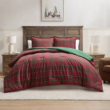 Hallmark King Flannel Plaid Comforter Set Red