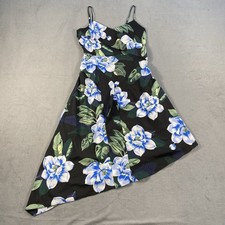 Banana Republic Petite Women's Black &agree n Floral StrapsAsymmetrical Dress,0P