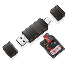 SD Card Reader USB C,Dual Slots 3.0 Type C to Micro Black
