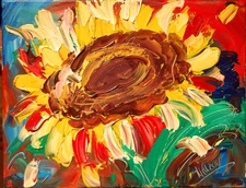 SUNFLOWERS   Abstract Modern Original Oil Painting  CANVAS BY KAZAV TJ7U-8