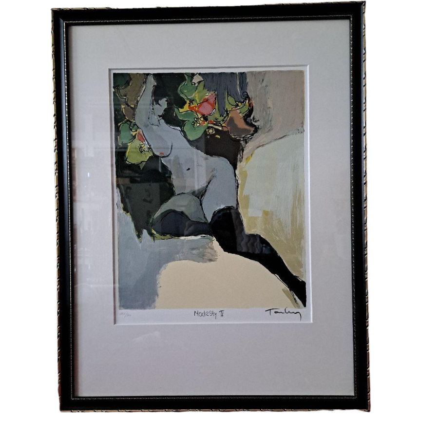 Isaac Tarkay Modesty II 20th Century Framed Israeli Art 23x17