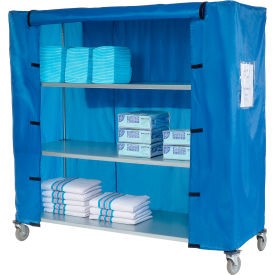 Nexel Galvanized Steel Linen Cart with Nylon Cover 4 Shelves 60''''L x 18''''W x