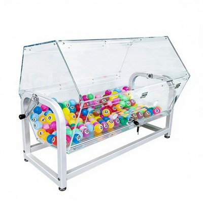 30x18x20'' large Clear Acrylic Raffle Drum Metal Stand, Lucky Draw Ticket Box