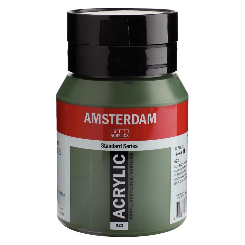 Peinture acrylique vert olive 622 Amsterdam pot 500ml pour grands formats