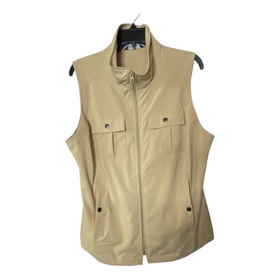 Travelsmith Men's Size M Lightweight Utility Vest Beige Tan Gorpcore Fisherman