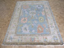 9 x 12 Hand Knotted Light Blue Colorful Oushak Oriental Rug G17052