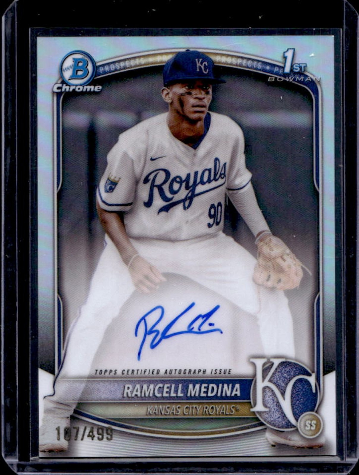 2025 Bowman Chrome Ramcell Medina Auto Refractor 1st #187/499 Royals