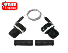 3x7 Speed Bike Shifter Set, 21 Speed Twist Grip Gear Shifters with Cables  Hand