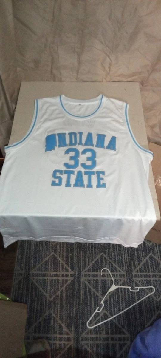 Maillot Basket Larry Bird Signé – Indiana State College, Bleu, Taille XL, Authentifié JSA