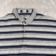 Icebreaker Polo Shirt Mens Medium Gray Navy Striped 100 Merino Wool Performance