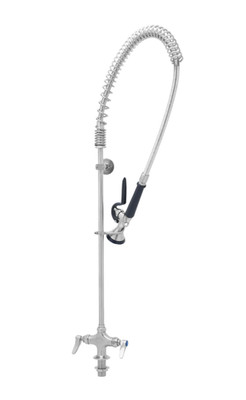 T&S Brass S-0113-BY Single Hole Base Faucet and Pre-Rinse Unit with  24'' Riser