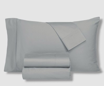 Everyday Home Gray Trident 300 Thread Count Cotton 4pc Sheet Set Size, Queen