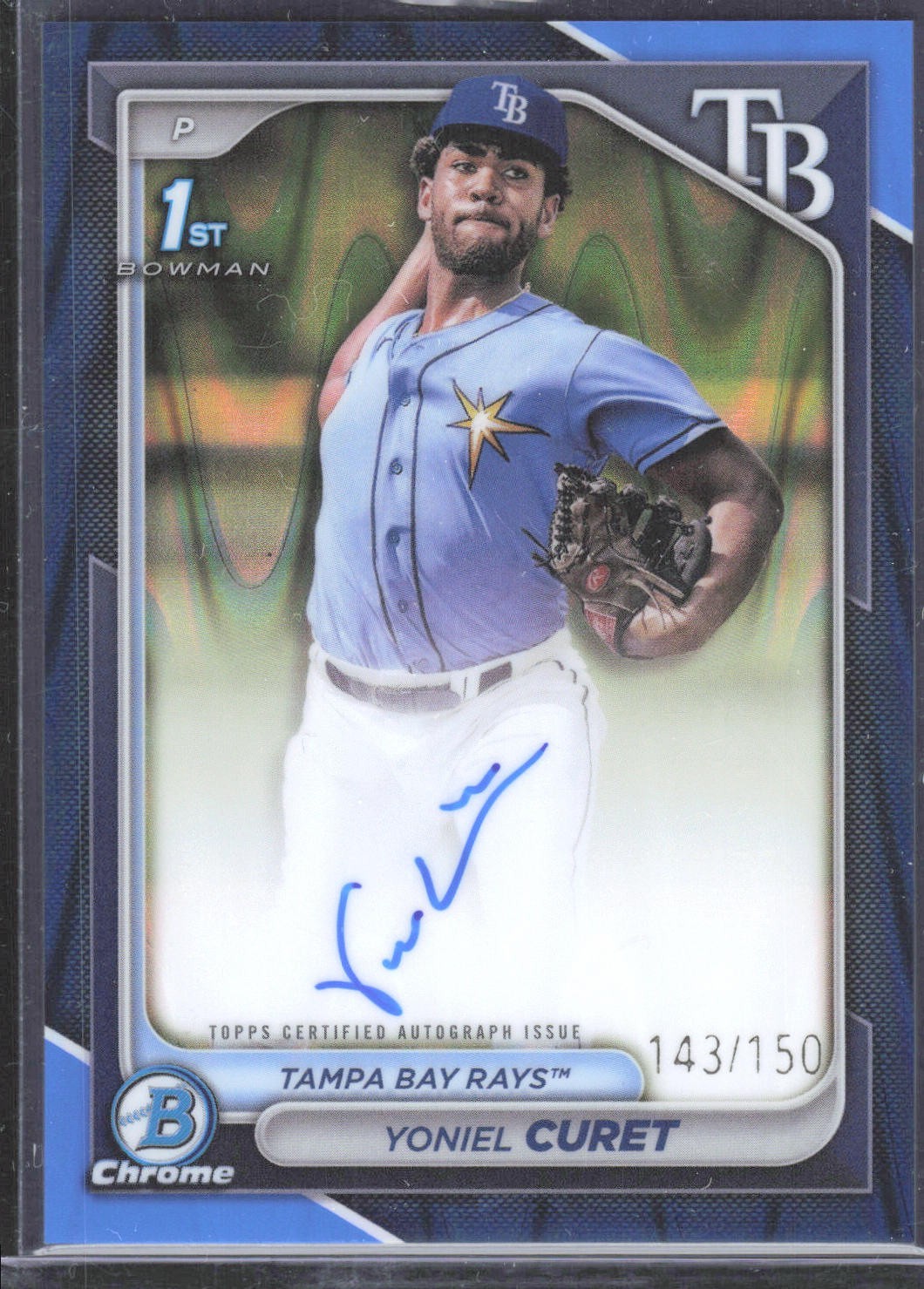 2024 1st Bowman Chrome Yoniel Curet Auto Blue Refractor /150
