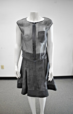 Emperio Armani Dark Gray Silk Sheer 2PC TOP AND SKIRT SIZE 44 On Sale mn