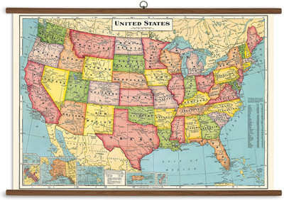Cavallini Papers United States Map Vintage School Chart