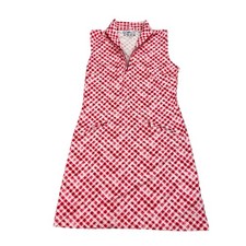 Ibkul Sleeveless Zip Mock Dress Women's Small Gingham Golf UPF 50 Performance