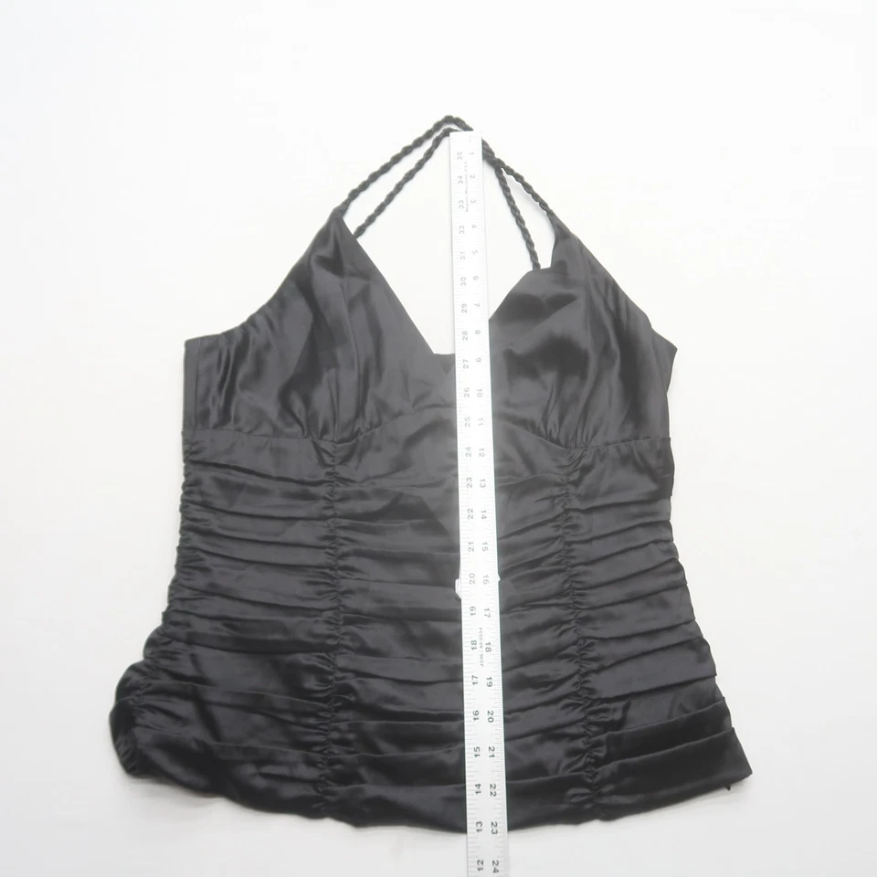 Blusa de Seda Bebe Y2K Talla Grande Negra Satén Acanalada Fiesta Salir De Colección Años 90 Top Foto 3 de 4